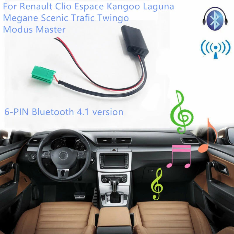 Bluetooth Adapter Radio AUX Stereo 6-Pin Cable For Renault Laguna Megane Scenic Trafic Twingo Modus Master Clio Espace Kangoo
Bluetooth Adapter Radio AUX Stereo 6-Pin Cable For Renault Laguna Megane Scenic Trafic Twingo Modus Master Clio Espace Kangoo
