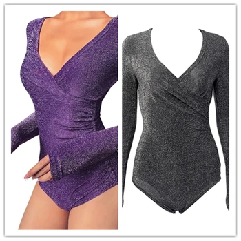 AA New Women V-neck Long Sleeve Romper Bodysuit Jumpsuit Bodysuit Sparky Sequined Clubwear Tops Bodysuit Hot Bottoming FemaleC
AA New Women V-neck Long Sleeve Romper Bodysuit Jumpsuit Bodysuit Sparky Sequined Clubwear Tops Bodysuit Hot Bottoming FemaleC