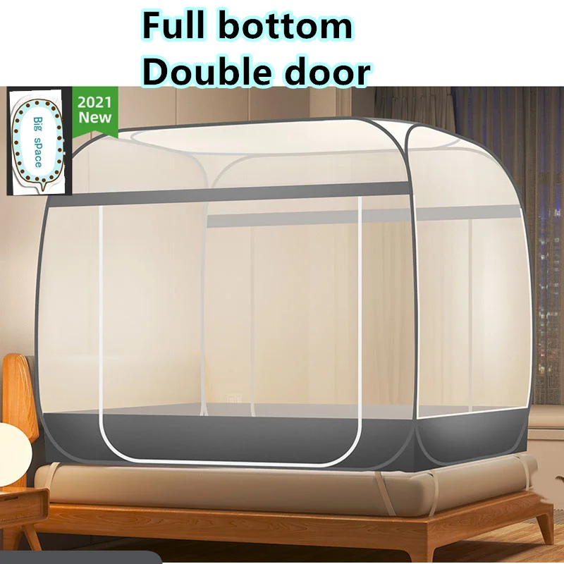 

2021 New Style No Need To Install Yurt Mosquito Nets Bottom Bottomless Mosquito Nets Three-Door1.2m1.5m1.8m2.0m2.2m Bed Tent