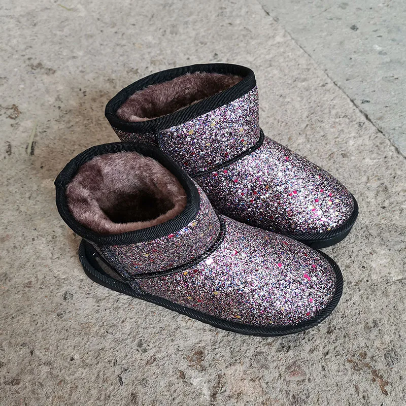 Шикарная зимняя обувь для девочек плюшевые ботинки маленьких мальчиков теплые