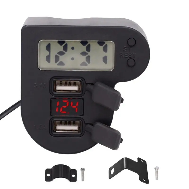 Waterproof 12V 24V Motorcycle Dual USB Charger With Time Clock LED Voltmeter ON OFF Switch Power Adapter for Mobile Phone
Waterproof 12V 24V Motorcycle Dual USB Charger With Time Clock LED Voltmeter ON OFF Switch Power Adapter for Mobile Phone