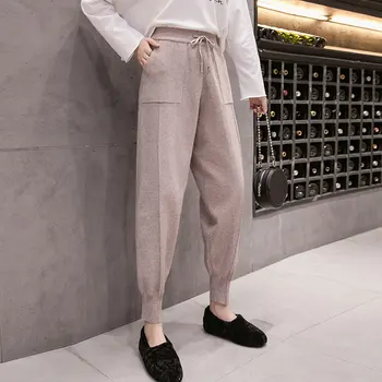 Chic Autumn Winter Drawstring Harem Pants Women Loose Trousers Female Knitted Pants Knit Trousers With Pockets Radish Pants
Chic Autumn Winter Drawstring Harem Pants Women Loose Trousers Female Knitted Pants Knit Trousers With Pockets Radish Pants