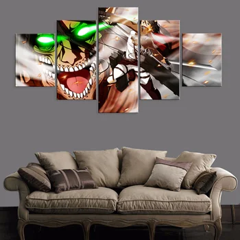 Anime Attack on Titan 5 Pieces Canvas Paintings Decor Wall Home Room Printed Framework Art Decoration Modern 
Anime Attack on Titan 5 Pieces Canvas Paintings Decor Wall Home Room Printed Framework Art Decoration Modern
