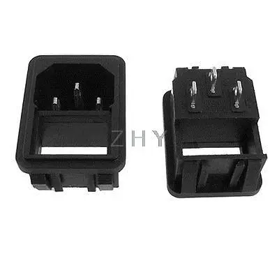 

3P IEC 320 C14 AC Inlet Sockets 250V 10A Clamp Type w Rocker Switch Holder 5 Pcs