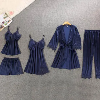 5 Pieces pajamas for women Silk Homewear Home Clothing Lounge pajamas set with Chest Pads Satin sleepwear home suit silk pajamas
5 Pieces pajamas for women Silk Homewear Home Clothing Lounge pajamas set with Chest Pads Satin sleepwear home suit silk pajamas