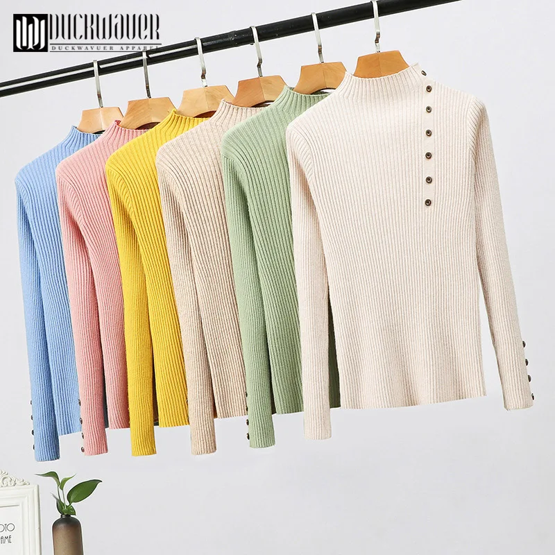 Duckwaver 2019 Women Turtleneck Fitted Button Pullovers Autumn Sweater Female Chic Elegant Sweater Winter Knitted Jumper Vintage
Duckwaver 2019 Women Turtleneck Fitted Button Pullovers Autumn Sweater Female Chic Elegant Sweater Winter Knitted Jumper Vintage