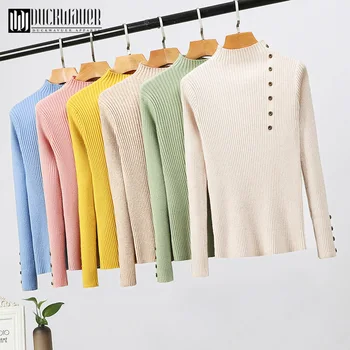 Duckwaver 2019 Women Turtleneck Fitted Button Pullovers Autumn Sweater Female Chic Elegant Sweater Winter Knitted Jumper Vintage 
Duckwaver 2019 Women Turtleneck Fitted Button Pullovers Autumn Sweater Female Chic Elegant Sweater Winter Knitted Jumper Vintage