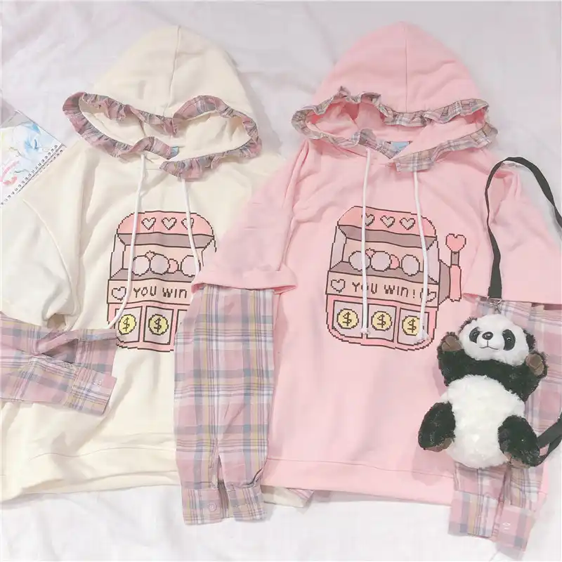 pink plaid hoodie