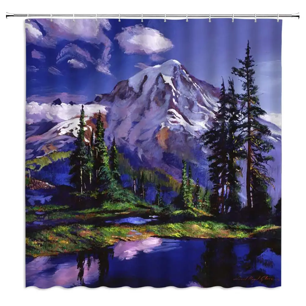 Landscape Shower Curtain Oil Painting Winter Snow Mountain Tree Lake Cloud Polyester Cloth Fabric Bathroom Decor Curtains with
Landscape Shower Curtain Oil Painting Winter Snow Mountain Tree Lake Cloud Polyester Cloth Fabric Bathroom Decor Curtains with
