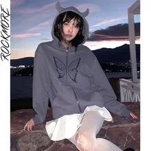 Rockmore Vintage Butterfly Print Hoodies Women Autumn Winter Thicken Zip Up Jacket Y2K Gothic Hooded Pocket Loose Oversize Coats
Rockmore Vintage Butterfly Print Hoodies Women Autumn Winter Thicken Zip Up Jacket Y2K Gothic Hooded Pocket Loose Oversize Coats