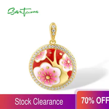 SANTUZZA Silver Pendant For Women 925 Sterling Silver Gold Color Red Pink Cherry blossoms Flower Fine Jewelry Handmade Enamel
SANTUZZA Silver Pendant For Women 925 Sterling Silver Gold Color Red Pink Cherry blossoms Flower Fine Jewelry Handmade Enamel