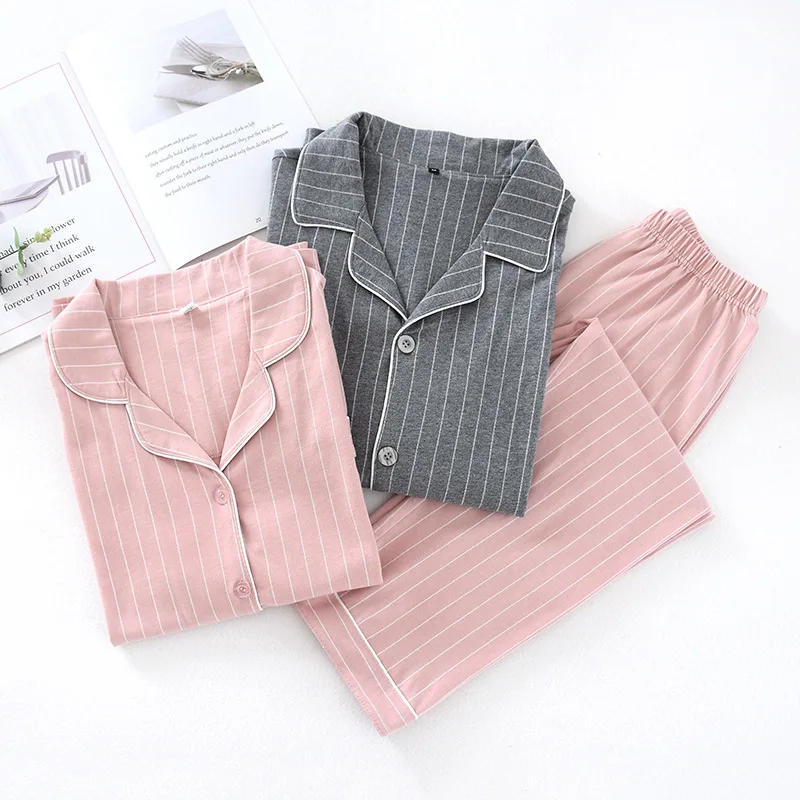 Spring Autumn Pajamas for Couples Sleepwear Set Lovers Stripe Printing Long Sleeved Pyjamas for Men Women Fashion Pijamas Suit
Spring Autumn Pajamas for Couples Sleepwear Set Lovers Stripe Printing Long Sleeved Pyjamas for Men Women Fashion Pijamas Suit