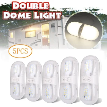 5Pcs RV Double Dome Light, 12V Fixture Roof Ceiling Reading Light 6000K Camper Trailer 
5Pcs RV Double Dome Light, 12V Fixture Roof Ceiling Reading Light 6000K Camper Trailer