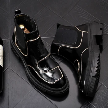 European fashion men's shoes thick inside high mid-sole Martin boots
European fashion men's shoes thick inside high mid-sole Martin boots