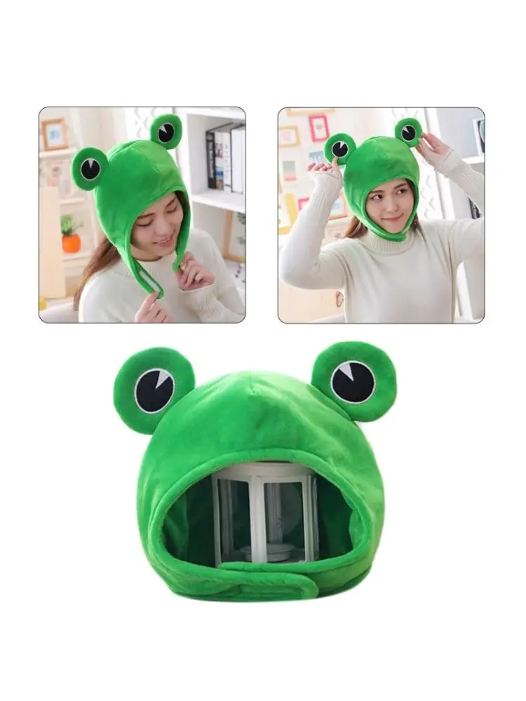 Фото Забавная большая лягушка Глаза Мультфильм Плюшевая шляпа игрушка Зеленый