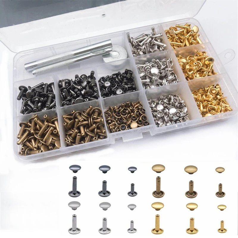 360 Set Copper Double Rivets DIY Leather Craft Storage Box Fixing Tool Kit shoes hats jackets cheongsam working
360 Set Copper Double Rivets DIY Leather Craft Storage Box Fixing Tool Kit shoes hats jackets cheongsam working