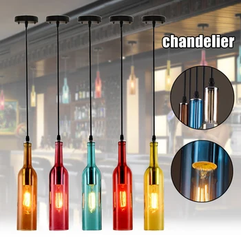 Vintage Industrial Colored Glass Pendant Light Wine Bottle Chandelier for Cafe Loft Restaurant Best Price 
Vintage Industrial Colored Glass Pendant Light Wine Bottle Chandelier for Cafe Loft Restaurant Best Price
