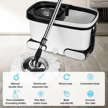Absorbent Automatic spin-drying hands-free Mop with Bucket Household Floor Cleaning and Washing Accessories Tools
Absorbent Automatic spin-drying hands-free Mop with Bucket Household Floor Cleaning and Washing Accessories Tools