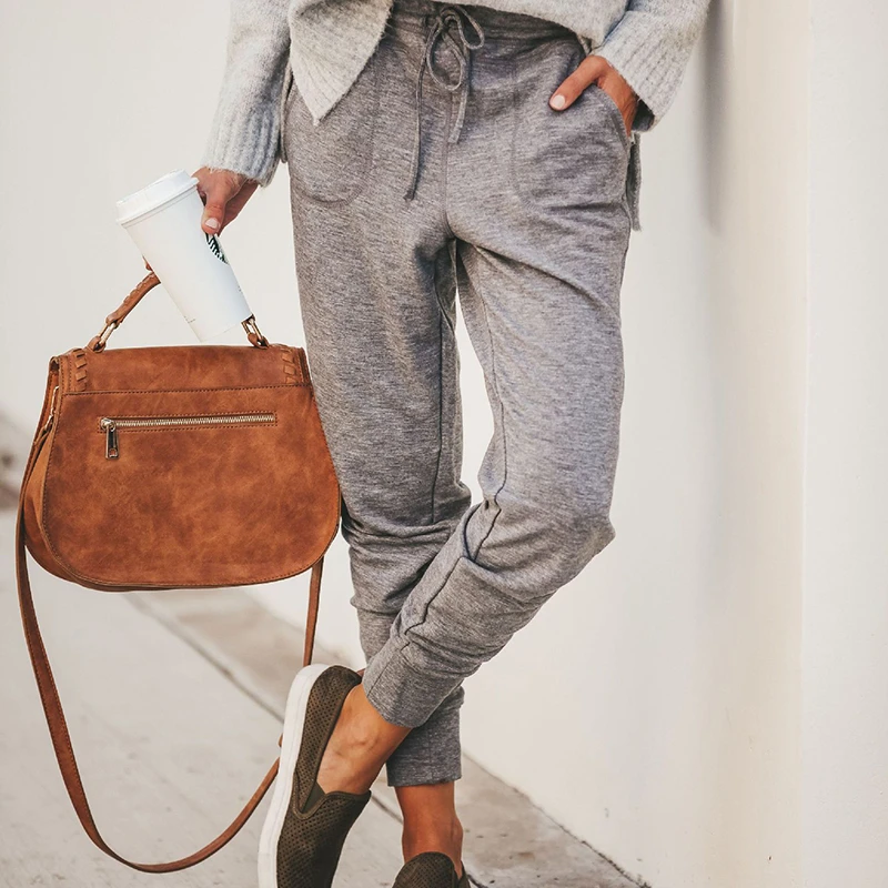 Women's Fashion Trousers Solid Loose Long Pants Elastic Drawstring Pockets Casual Pencil Pants Plus Size Female Streetwear
Women's Fashion Trousers Solid Loose Long Pants Elastic Drawstring Pockets Casual Pencil Pants Plus Size Female Streetwear