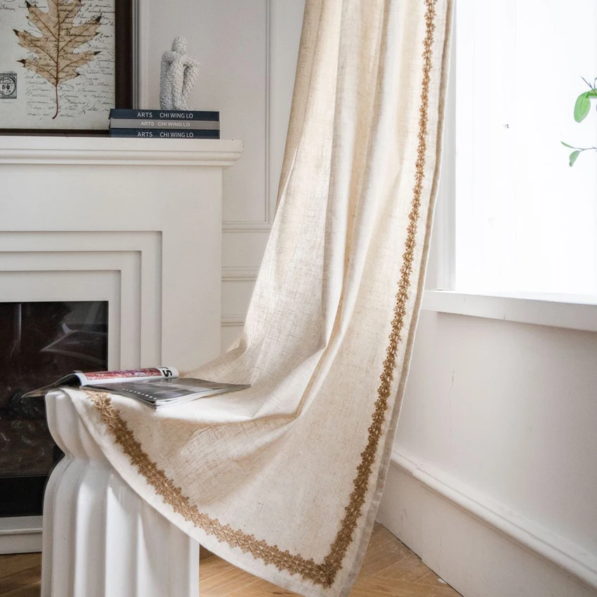 Solid Color Lace Curtain Cotton Linen Semi-shading Blackout Bay Window Cover for Home Living Room Woven Built-in Built-in Hooks 
Solid Color Lace Curtain Cotton Linen Semi-shading Blackout Bay Window Cover for Home Living Room Woven Built-in Built-in Hooks