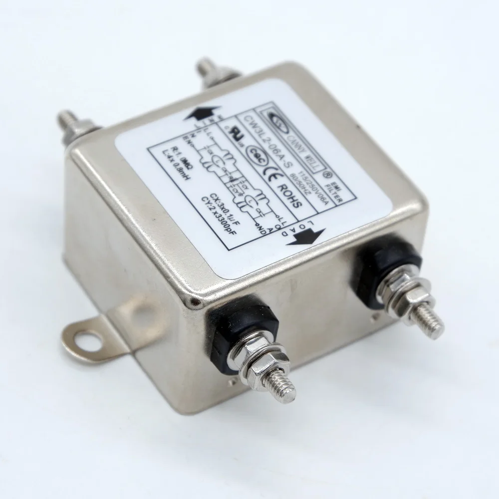 Мощность источника питания фильтр EMI CW3L2 06 a S очистки биполярный однофазный 220 В