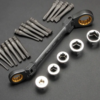 Sockets Screwdriver Bits Ratcheting Multi Socket Wrench Set Multi-Functional Box End Wrench Metric with Adapter
Sockets Screwdriver Bits Ratcheting Multi Socket Wrench Set Multi-Functional Box End Wrench Metric with Adapter