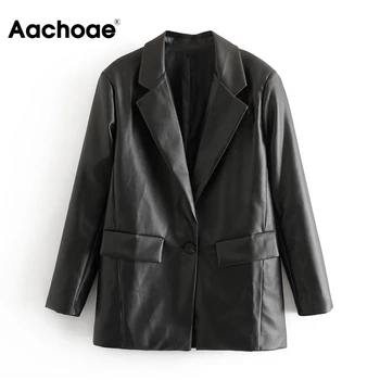 Aachoae Women PU Faux Leather Blazer Suit Long Sleeve Streetwear Black Jacket Coat Notched Collar Loose Pockets Casual Blazers
Aachoae Women PU Faux Leather Blazer Suit Long Sleeve Streetwear Black Jacket Coat Notched Collar Loose Pockets Casual Blazers