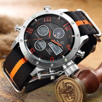 

GOLDENHOUR Casual Man's Watches Fashion Brand Luxury Quartz Watch Nylon Strap Wristwatch Date Male Clock Relogio Masculino GH106