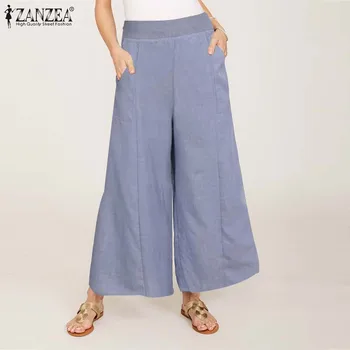 Women Wide Leg Pants ZANZEA 2020 Summer Solid Trousers Female Casual Elastic Waist Pantalon Lady Pockets Bottoms Streetwear 5XL
Women Wide Leg Pants ZANZEA 2020 Summer Solid Trousers Female Casual Elastic Waist Pantalon Lady Pockets Bottoms Streetwear 5XL