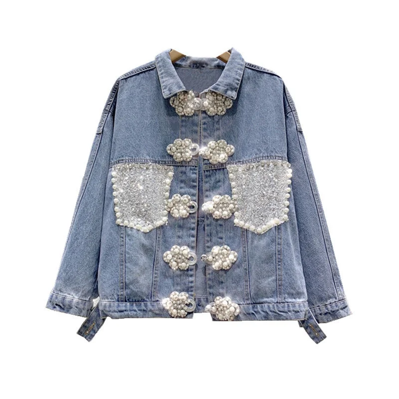 2024 Spring New Denim Jacket Women Heavy Industry Diamond Studded Bead Disc Buckle Loose Jeans Coat Clothes Vintage
2024 Spring New Denim Jacket Women Heavy Industry Diamond Studded Bead Disc Buckle Loose Jeans Coat Clothes Vintage