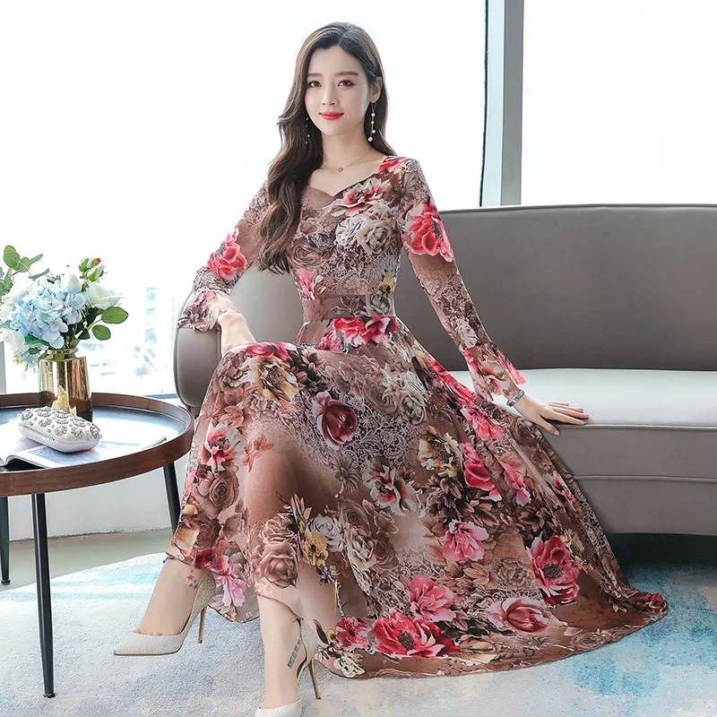 Floral-Print Chiffon Maxi Dress Dress Waist Hugging Explicit Thin Long Elegant Printed Skirt Female Autumn 2019 New Style
Floral-Print Chiffon Maxi Dress Dress Waist Hugging Explicit Thin Long Elegant Printed Skirt Female Autumn 2019 New Style