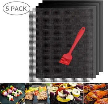 5 Pack Heat Resistance BBQ Grill Mat Non Stick Mat Reusable Durable Barbecue Sheets with Brush FDA 536F For Family Barbecue
5 Pack Heat Resistance BBQ Grill Mat Non Stick Mat Reusable Durable Barbecue Sheets with Brush FDA 536F For Family Barbecue