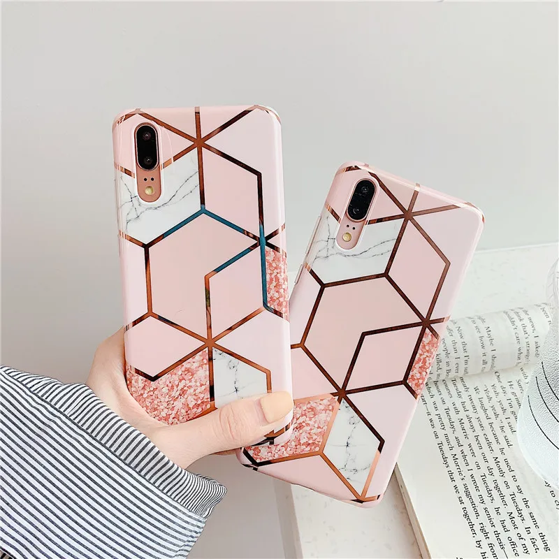 P30 electroplating IMD soft shell P20 mobile phone geometry full Protect Mate20 three-dimensional lattice protective CASE | Мобильные