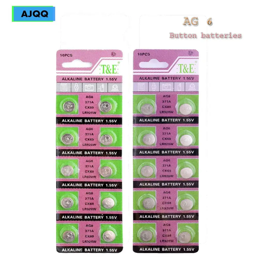 50PCS AG6 alkaline coin battery LR920 371 L921 SR927 button battery 1.55V 371A CX69 LR920W for watch clock toys, etc.
50PCS AG6 alkaline coin battery LR920 371 L921 SR927 button battery 1.55V 371A CX69 LR920W for watch clock toys, etc.