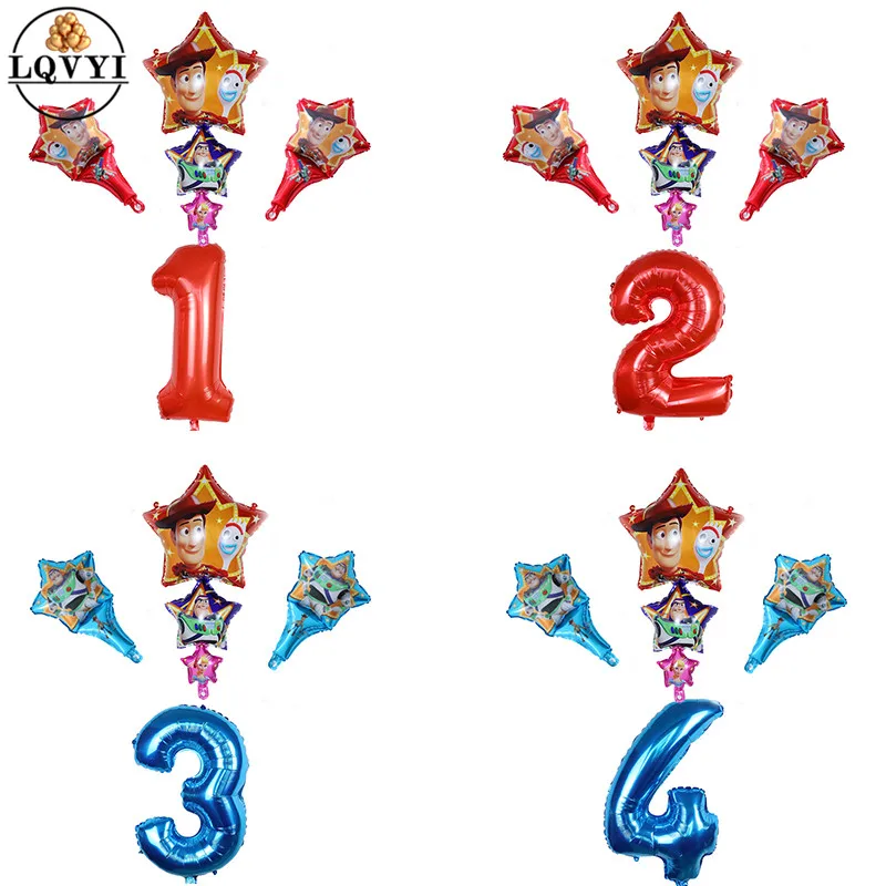 

4pcs Toy Cartoon Story woody Buzz Lightyear Foil Balloons 30inch Number baby boy 1st Air Baloes Kids Birthday Party Decor Toys