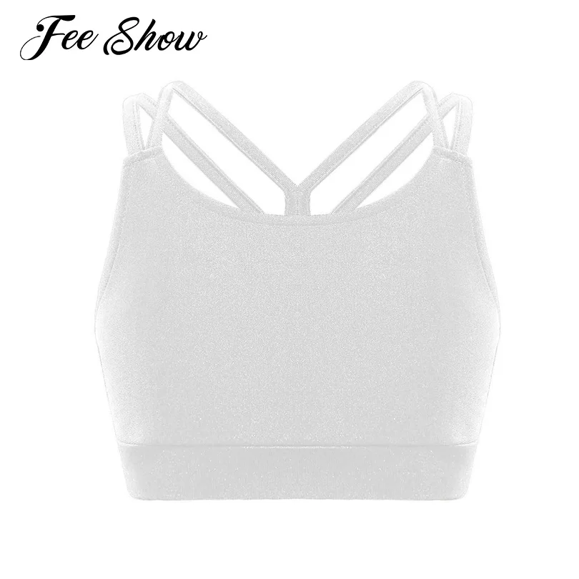 

Kids Girls Pure Color Sleeveless Strappy Back Crop Sport Vest Tops for Summer Running Gym Yoga Workout Kids Underwear Top Tanks