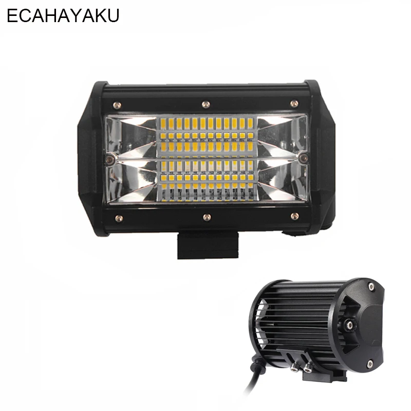 

2PCS ECAHAYAKU 5 inch Led Work Light Bar 72w 7200LM 6000k Flood Lamp Driving Light 12V OffRoad Lamp Motorcycle 4x4 Car Accessory