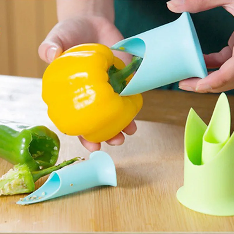 2Pcs / set Creative Pepper Corer Slicer Pepper Seeded Remover Device Tomato Coring Device Fruit Vegetable Cutter Random Color
2Pcs / set Creative Pepper Corer Slicer Pepper Seeded Remover Device Tomato Coring Device Fruit Vegetable Cutter Random Color