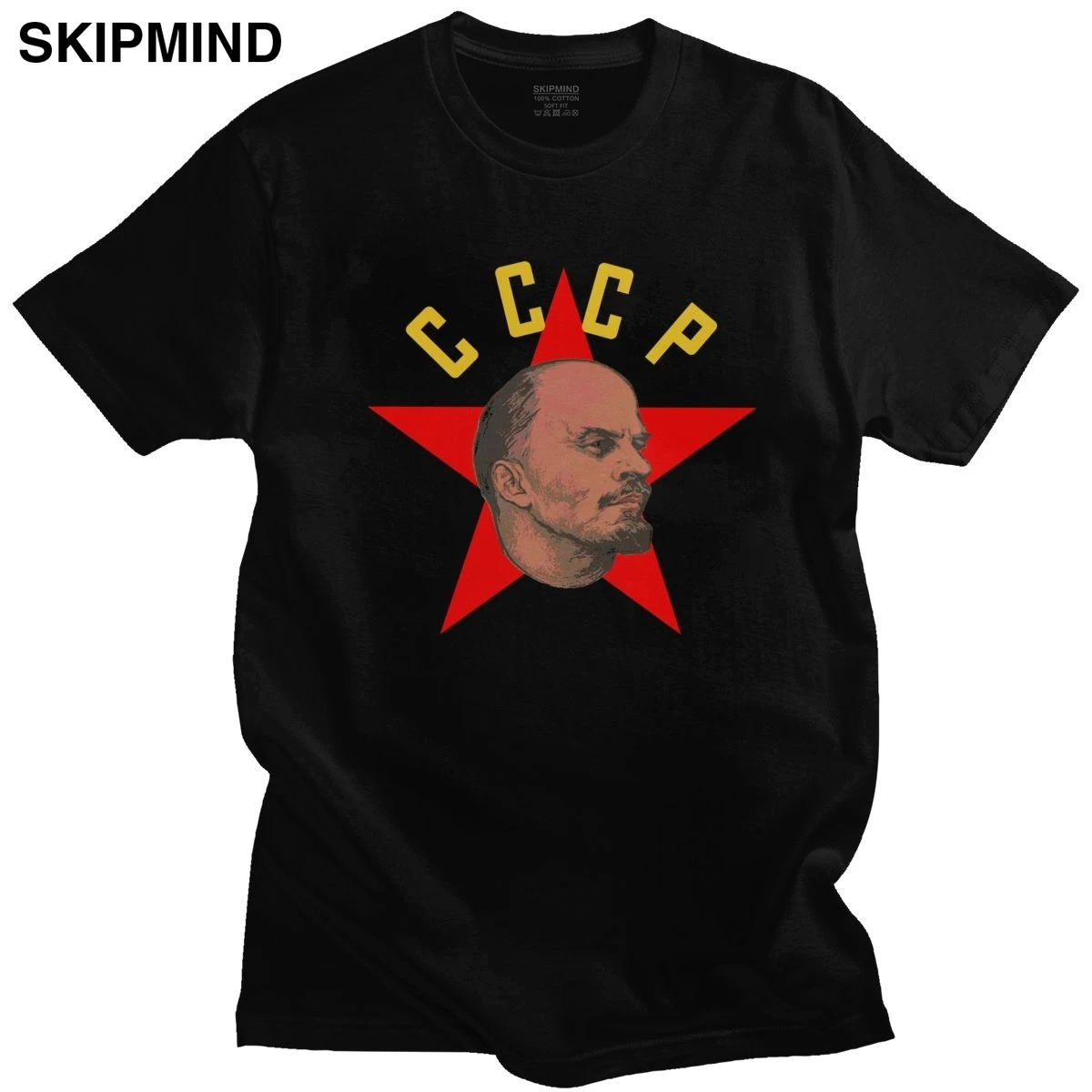 Фото Модная футболка KGB Lenin CCCP для мужчин с коротким рукавом из хлопка