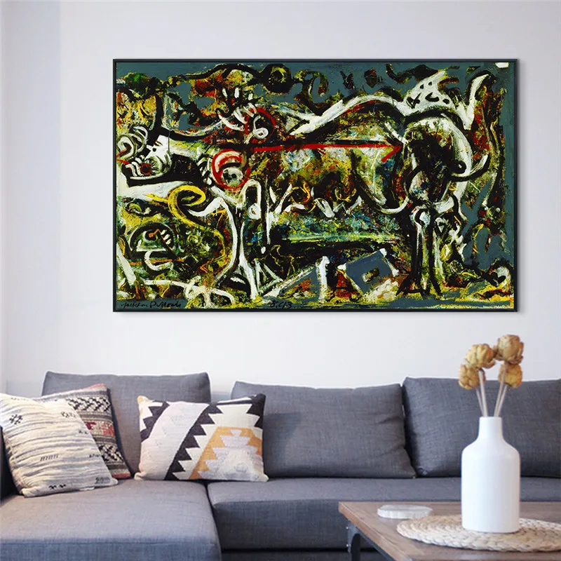 

Abstract Painting Wall Art by Jackson Pollock Replic Gilcee Print on Canvas Famous Posters Picture Living Room Home Office Decor