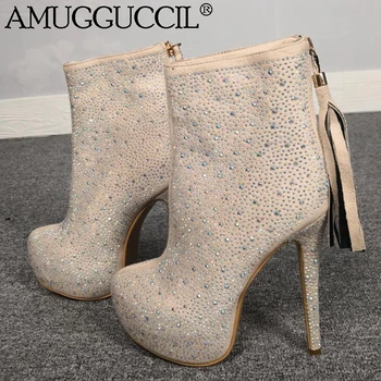 2020 New Plus Big Size 35-52 Beige Zipper Crystal Fashion High Heel Platform Females Girl Lady Autumn Winter Women Boots X1919
2020 New Plus Big Size 35-52 Beige Zipper Crystal Fashion High Heel Platform Females Girl Lady Autumn Winter Women Boots X1919