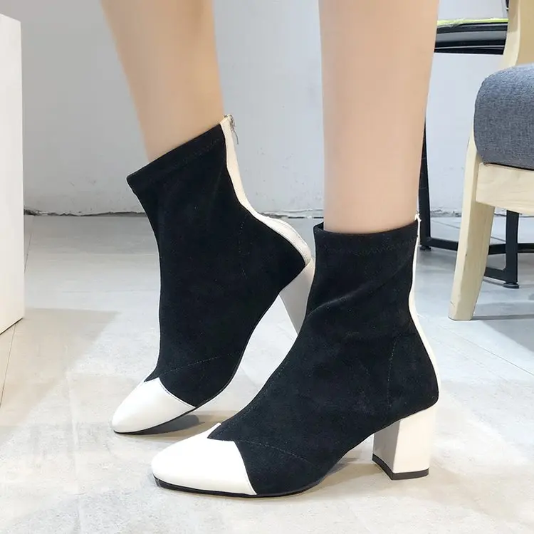 Stretch Ankle Boots for Women Pointed Toe Sock Boots Square High Heel Boots Shoes Woman Fashion Bota Feminina
Stretch Ankle Boots for Women Pointed Toe Sock Boots Square High Heel Boots Shoes Woman Fashion Bota Feminina