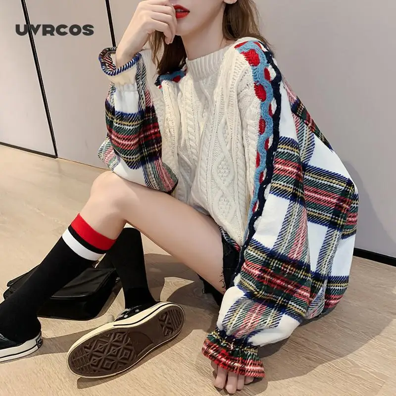 UVRCOS 2020 Autumn Winter Clothes Woman Plus Size Long Sweater Coat Contrast Color Long-sleeved Plaid Ladies Warm Pullover Knit
UVRCOS 2020 Autumn Winter Clothes Woman Plus Size Long Sweater Coat Contrast Color Long-sleeved Plaid Ladies Warm Pullover Knit