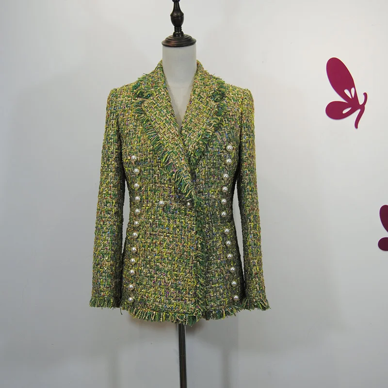 Good Quality Green Yellow Tweeds Jacket Women Autumn Winter Pearls Beaded Tassels Slim Coat Designer Custom Fashion Noble Tops
Good Quality Green Yellow Tweeds Jacket Women Autumn Winter Pearls Beaded Tassels Slim Coat Designer Custom Fashion Noble Tops