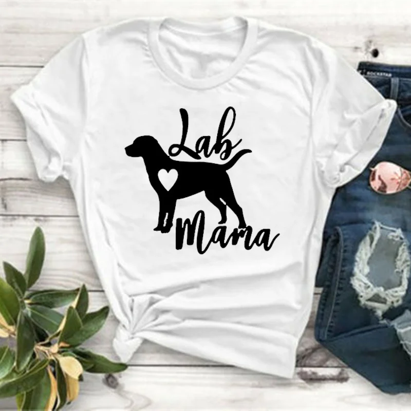 Lab I Love Mama Лабрадор футболка с ретривером письма печатаются для женщин О-образным