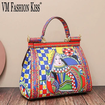 European And American Retro Style Frame Women Totes Classic Printing 28cm Female Venezia Handbags Messenger Bag Shoulder Bags
European And American Retro Style Frame Women Totes Classic Printing 28cm Female Venezia Handbags Messenger Bag Shoulder Bags