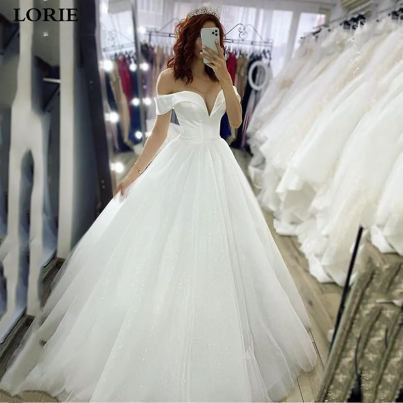 LORIE Princess Wedding Dresses Glitter Tulle 2020 New Off Shoulder Boho Bridal Gowns Plus Size Vestido de novia
LORIE Princess Wedding Dresses Glitter Tulle 2020 New Off Shoulder Boho Bridal Gowns Plus Size Vestido de novia