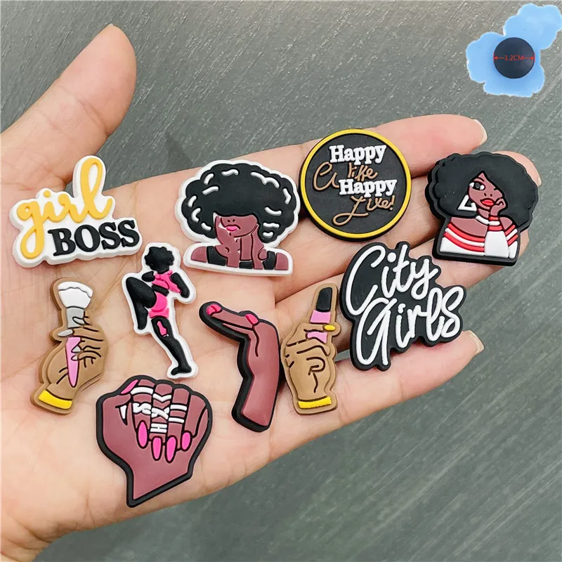 Wholesale 50pcs Pretty Black Girls Series Shoes Accessories Garden Shoe Decorations Fit Kids Croc Jibz Charm Bracelet
Wholesale 50pcs Pretty Black Girls Series Shoes Accessories Garden Shoe Decorations Fit Kids Croc Jibz Charm Bracelet