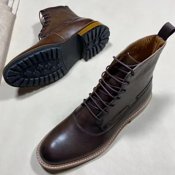 High Quality Men's Dress Ankle Genuine Cow Leather Boots 2019 Autumn British Retro Men Motorcycle Boots Casual Shoes
High Quality Men's Dress Ankle Genuine Cow Leather Boots 2019 Autumn British Retro Men Motorcycle Boots Casual Shoes