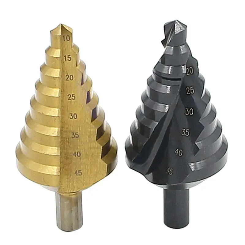 10-45mm High Speed Steel Spiral Flute Surface Nitriding Straight Groove Titanium Plated Step Cone Pagoda Drill Bit
10-45mm High Speed Steel Spiral Flute Surface Nitriding Straight Groove Titanium Plated Step Cone Pagoda Drill Bit